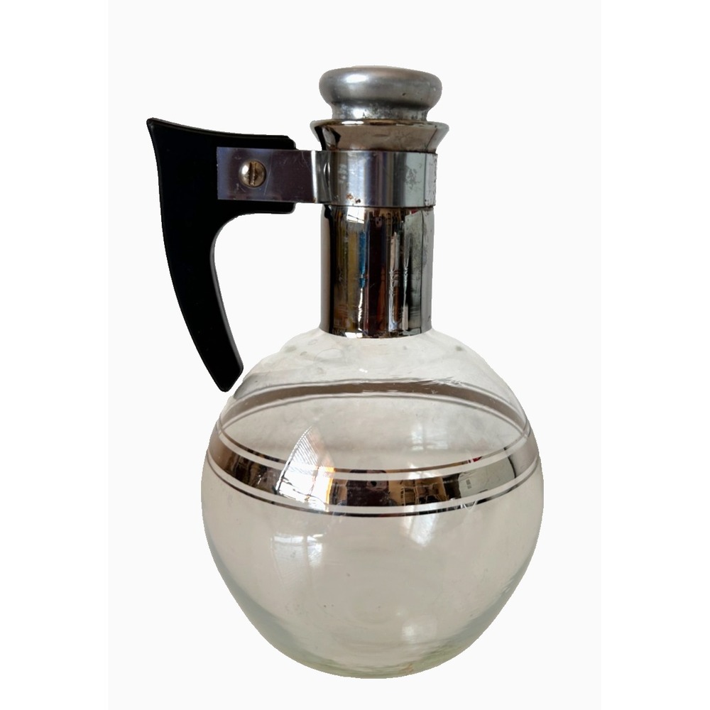MCM Individual Carafe Glass Coffee Carafate Vintage Silver Inland Glass Co. 6.5"